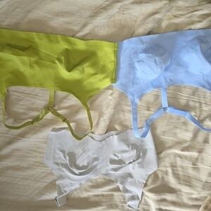 ZYIA Seamless Bralette Trio in Lime, Sky, and White